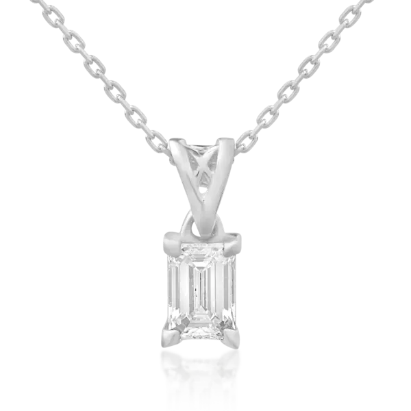 Lant cu pandantiv din aur alb cu diamant emerald de 0.3ct