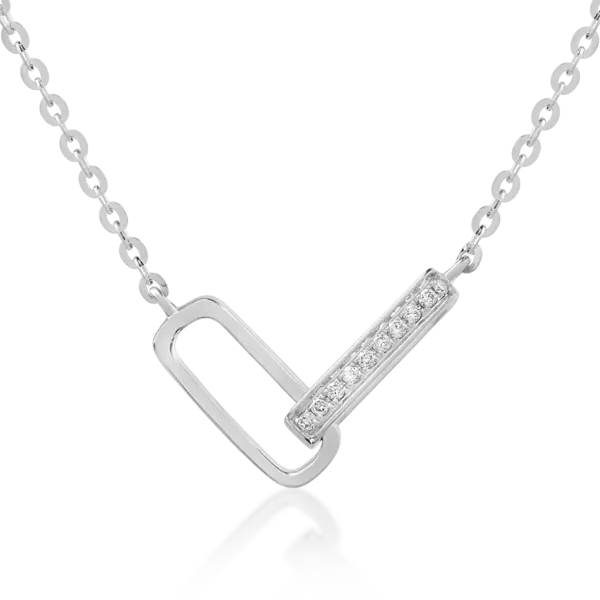 Lant cu pandantiv din aur alb cu diamante de 0.026ct