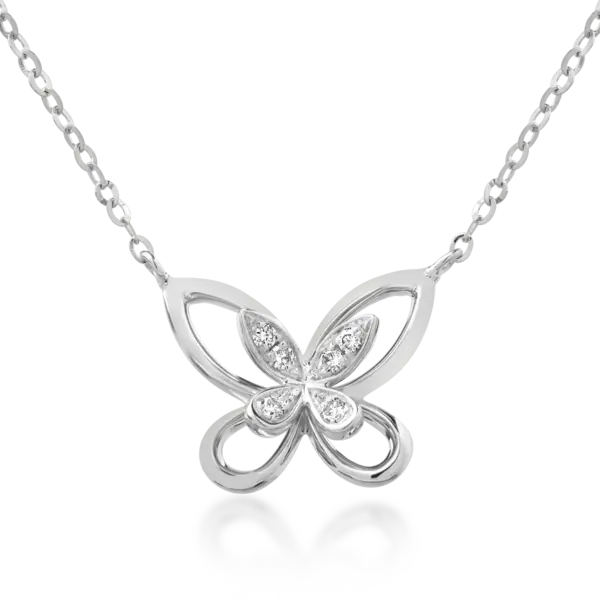 Lant cu pandantiv din aur alb cu diamante de 0.028ct