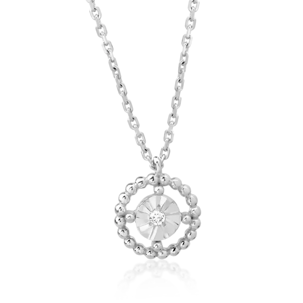 Lant cu pandantiv din aur alb cu diamante de 0.02ct