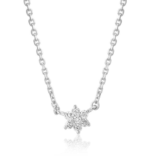 Lant cu pandantiv din aur alb cu diamante de 0.08ct