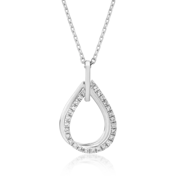 Lant cu pandantiv din aur alb cu diamante de 0.12ct