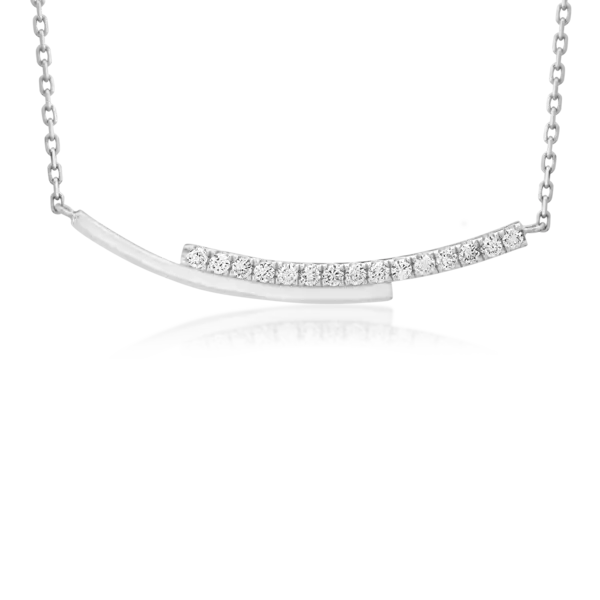 Lant cu pandantiv din aur alb cu diamante de 0.142ct