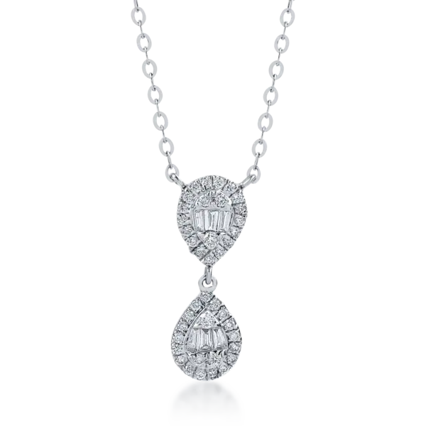 Lant cu pandantiv din aur alb cu diamante de 0.18ct