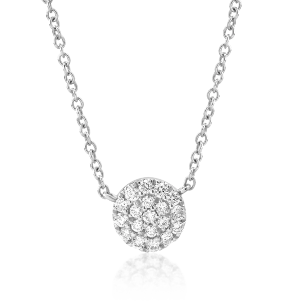 Lant cu pandantiv din aur alb cu diamante de 0.18ct
