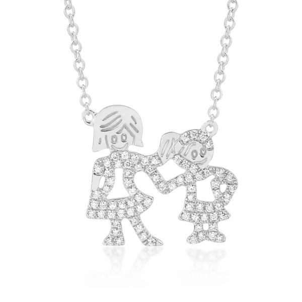 Lant cu pandantiv din aur alb cu diamante de 0.21ct