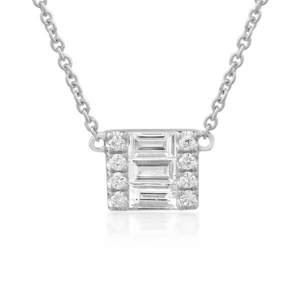 Lant cu pandantiv din aur alb cu diamante de 0.24ct