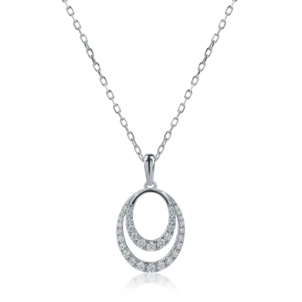 Lant cu pandantiv din aur alb cu diamante de 0.27ct