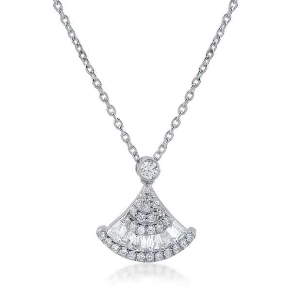 Lant cu pandantiv din aur alb cu diamante de 0.36ct