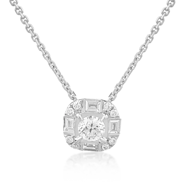 Lant cu pandantiv din aur alb cu diamante de 0.379ct