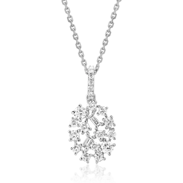 Lant cu pandantiv din aur alb cu diamante de 0.38ct