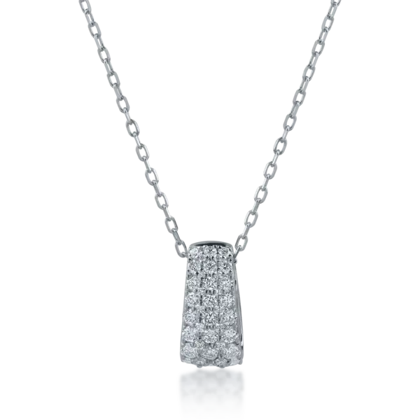 Lant cu pandantiv din aur alb cu diamante de 0.48ct