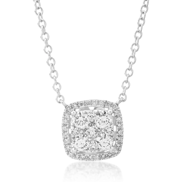 Lant cu pandantiv din aur alb cu diamante de 0.48ct