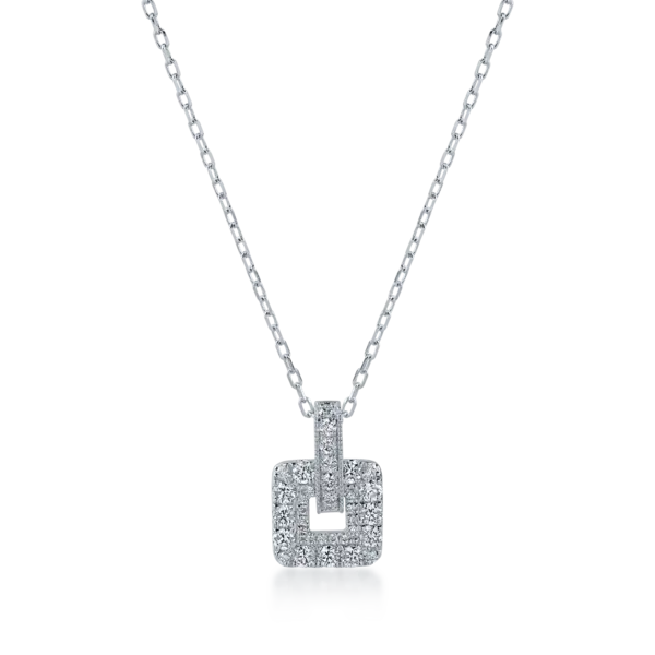 Lant cu pandantiv din aur alb cu diamante de 0.4ct