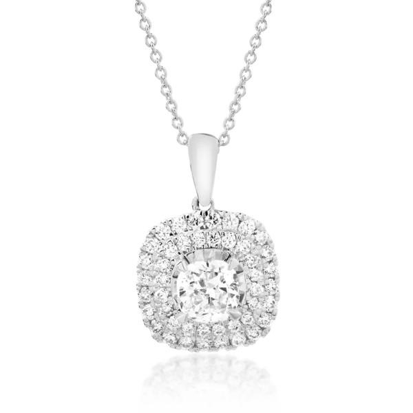 Lant cu pandantiv din aur alb cu diamante de 0.55ct