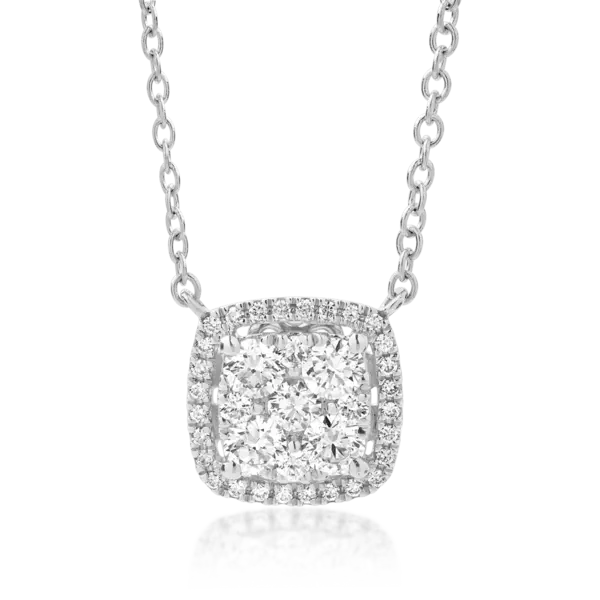 Lant cu pandantiv din aur alb cu diamante de 0.5ct