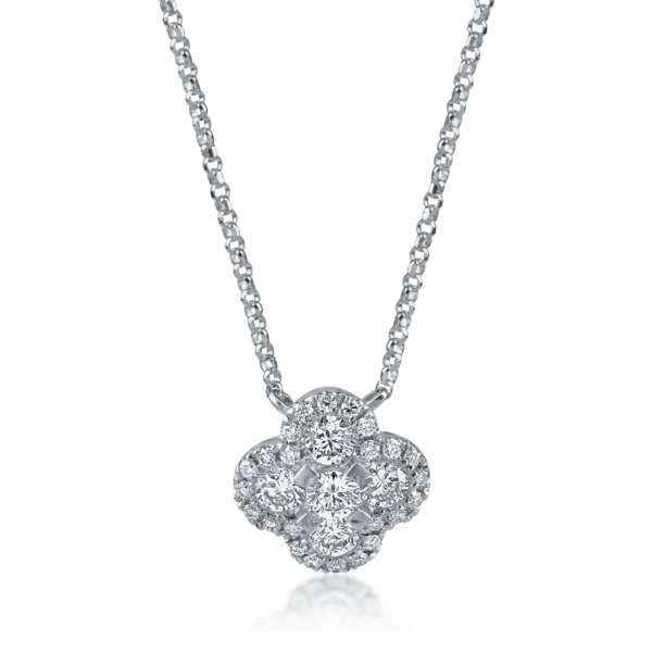 Lant cu pandantiv din aur alb cu diamante de 0.61ct