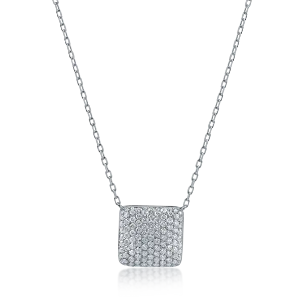 Lant cu pandantiv din aur alb cu diamante de 0.65ct