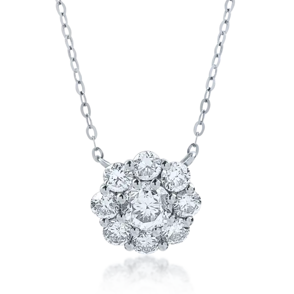 Lant cu pandantiv din aur alb cu diamante de 0.74ct