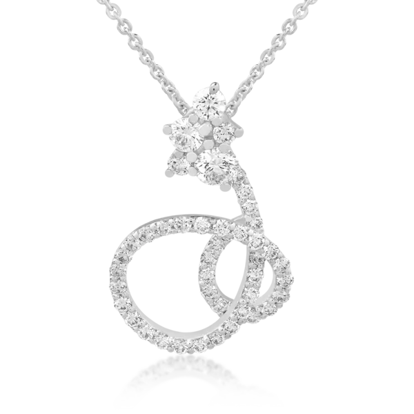 Lant cu pandantiv din aur alb cu diamante de 0.75ct