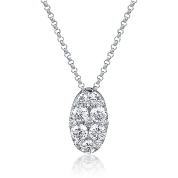 Lant cu pandantiv din aur alb cu diamante de 0.81ct