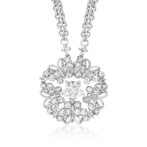 Lant cu pandantiv din aur alb cu diamante de 0.92ct