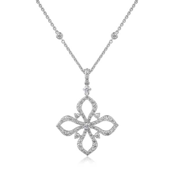 Lant cu pandantiv din aur alb cu diamante de 1.32ct