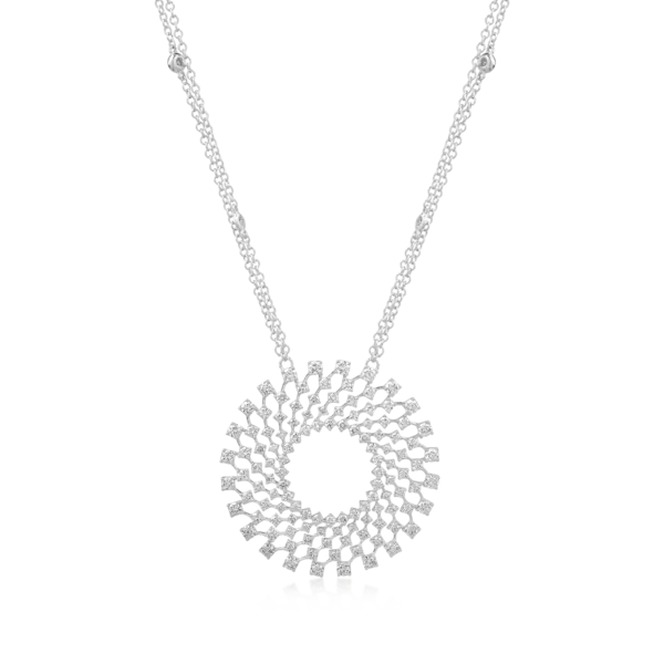Lant cu pandantiv din aur alb cu diamante de 2.04ct
