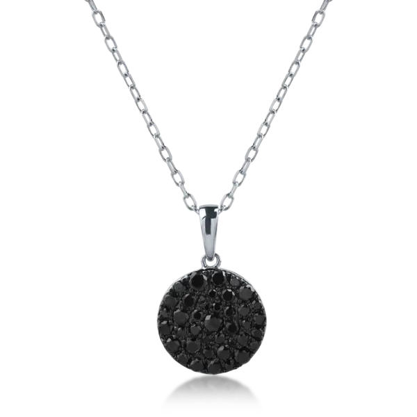Lant cu pandantiv din aur alb cu diamante negre de 0.58ct
