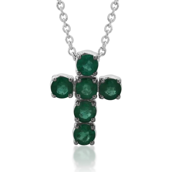 Lant cu pandantiv din aur alb cu smaralde de 1.65ct