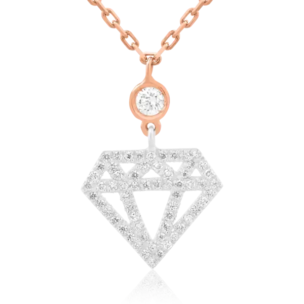 Lant cu pandantiv din aur alb-roz cu diamante de 0.29ct