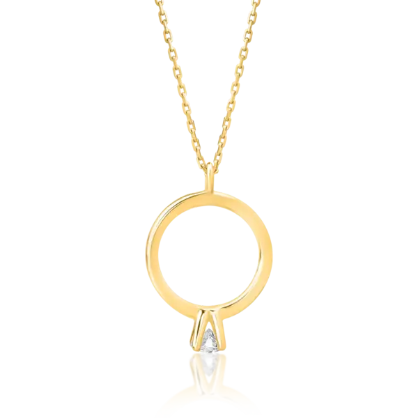 Lant cu pandantiv din aur galben cu diamant de 0.08ct