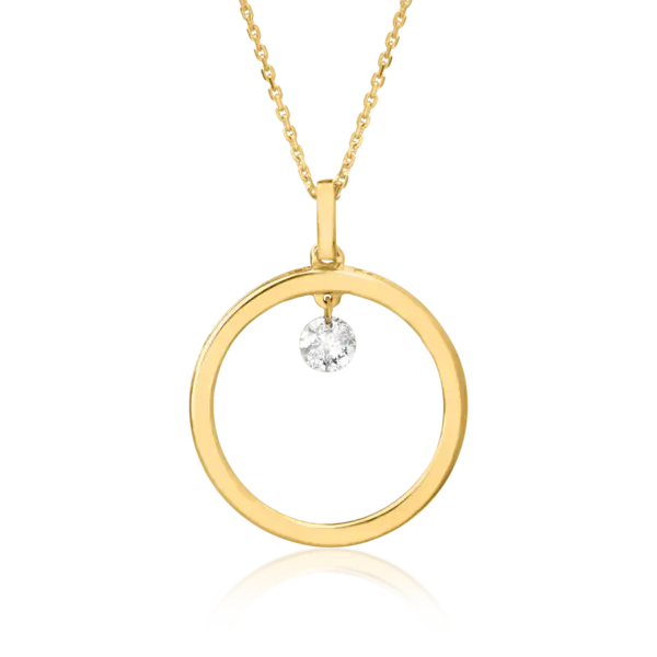 Lant cu pandantiv din aur galben cu diamant de 0.11ct