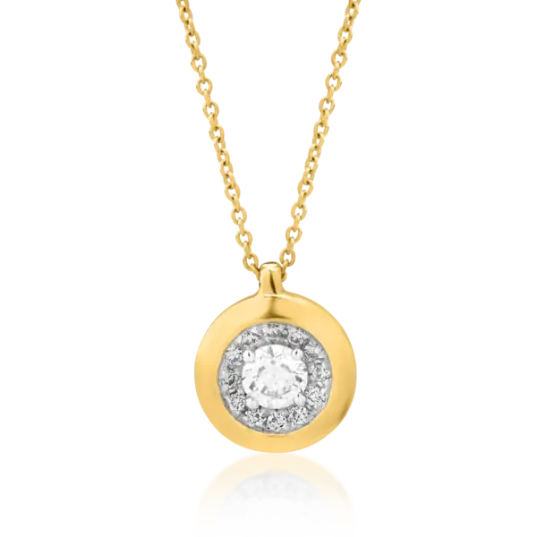 Lant cu pandantiv din aur galben cu diamant de 0.122ct si diamante de 0.04ct