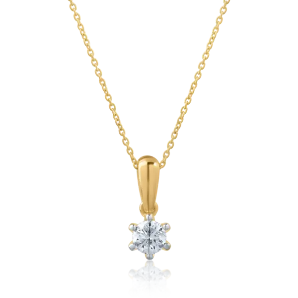 Lant cu pandantiv din aur galben cu diamant de 0.158ct