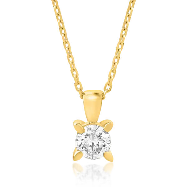 Lant cu pandantiv din aur galben cu diamant de 0.15ct