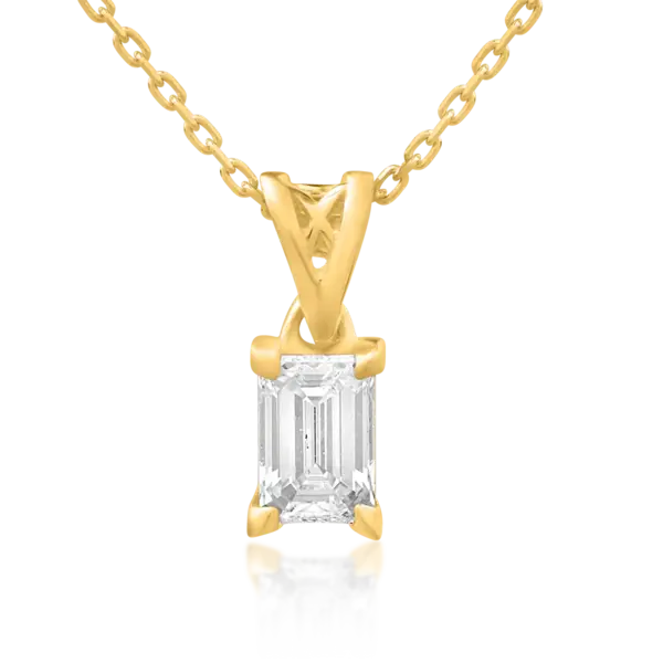 Lant cu pandantiv din aur galben cu diamant emerald de 0.3ct