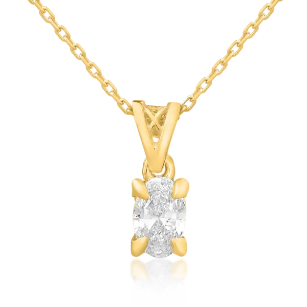 Lant cu pandantiv din aur galben cu diamant oval de 0.4ct