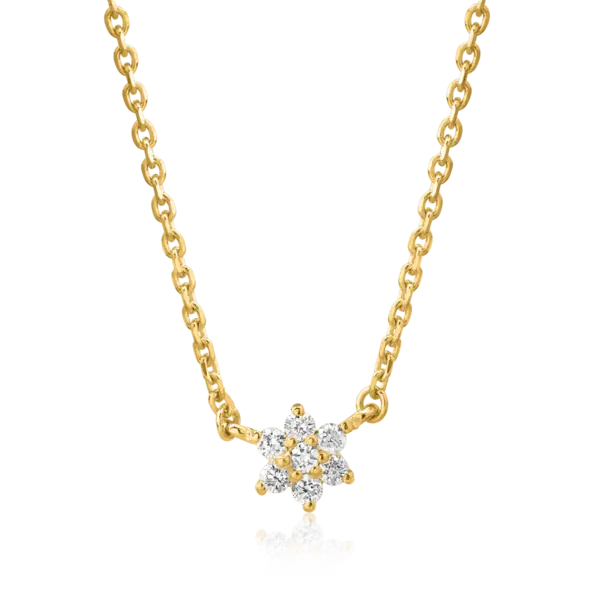 Lant cu pandantiv din aur galben cu diamante de 0.08ct