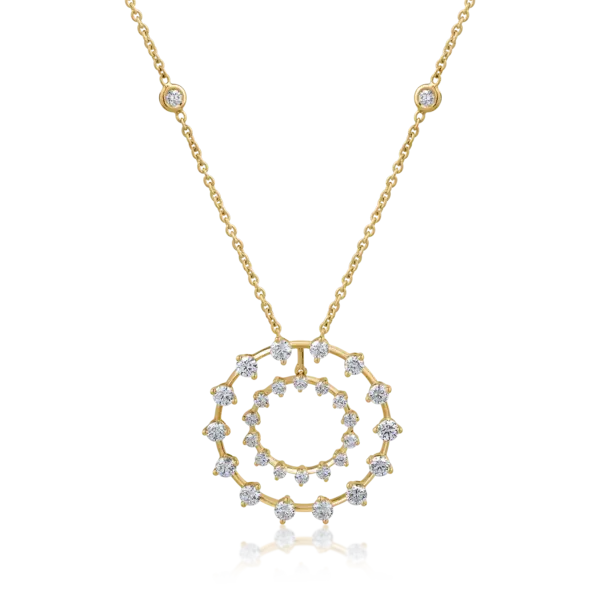 Lant cu pandantiv din aur galben cu diamante de 1.88ct