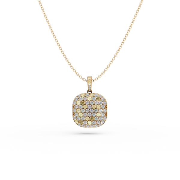 Lant cu pandantiv din aur galben cu diamante multicolore de 1.88ct