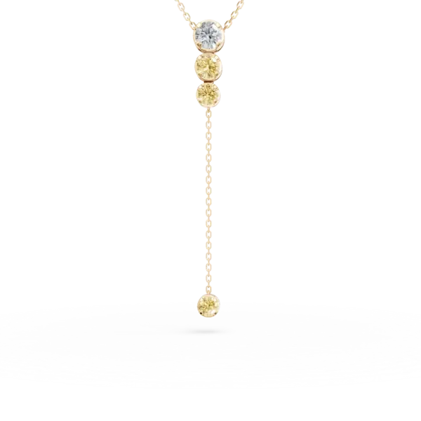 Lant cu pandantiv din aur galben cu diamante multicolore de 0.61ct