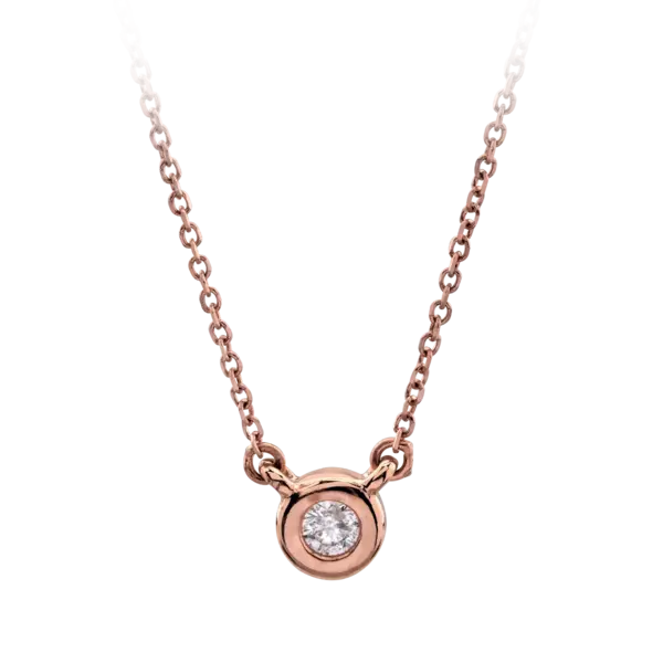 Lant cu pandantiv din aur roz cu diamant de 0.04ct