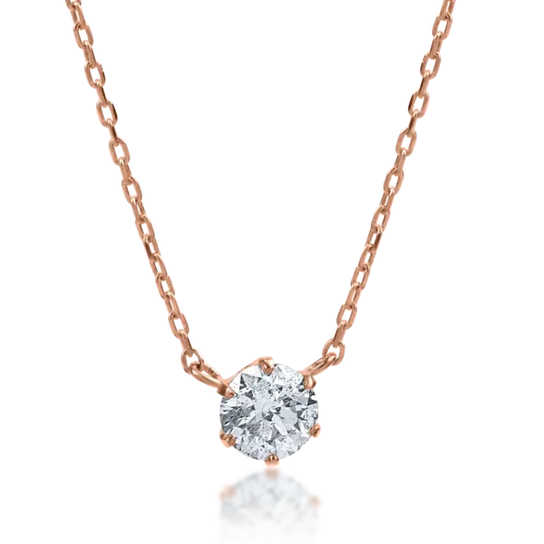 Lant cu pandantiv din aur roz cu diamant de 0.22ct