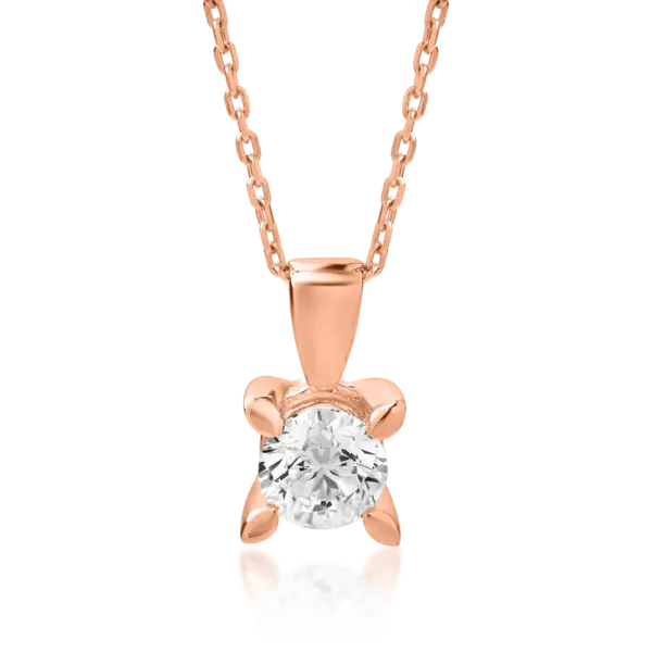 Lant cu pandantiv din aur roz cu diamant de 0.4ct
