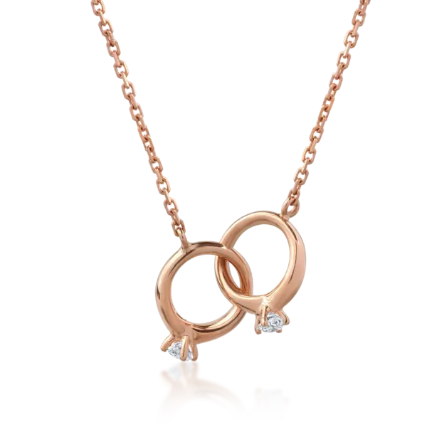 Lant cu pandantiv din aur roz cu diamante de 0.048ct
