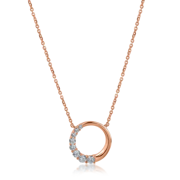 Lant cu pandantiv din aur roz cu diamante de 0.19ct