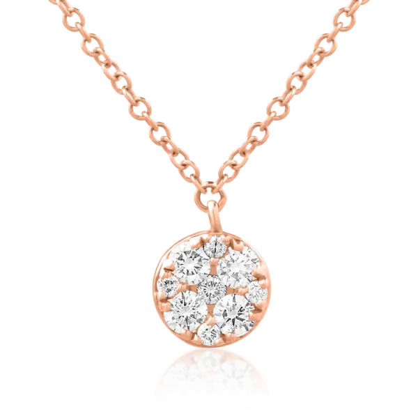 Lant cu pandantiv din aur roz cu diamante de 0.23ct