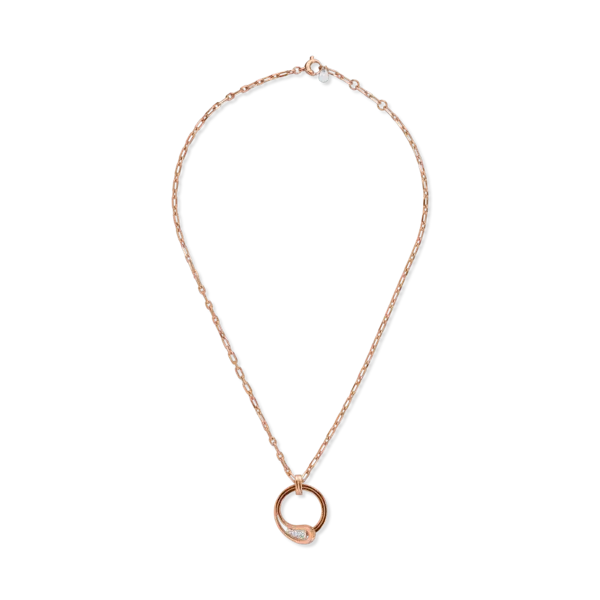 Lant cu pandantiv din aur roz cu diamante de 0.25ct