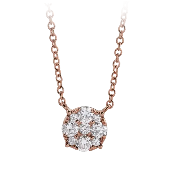 Lant cu pandantiv din aur roz cu diamante de 0.36ct